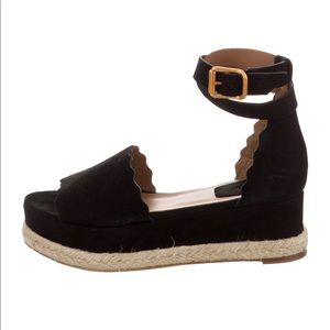 Chloe - black suede platform sandals